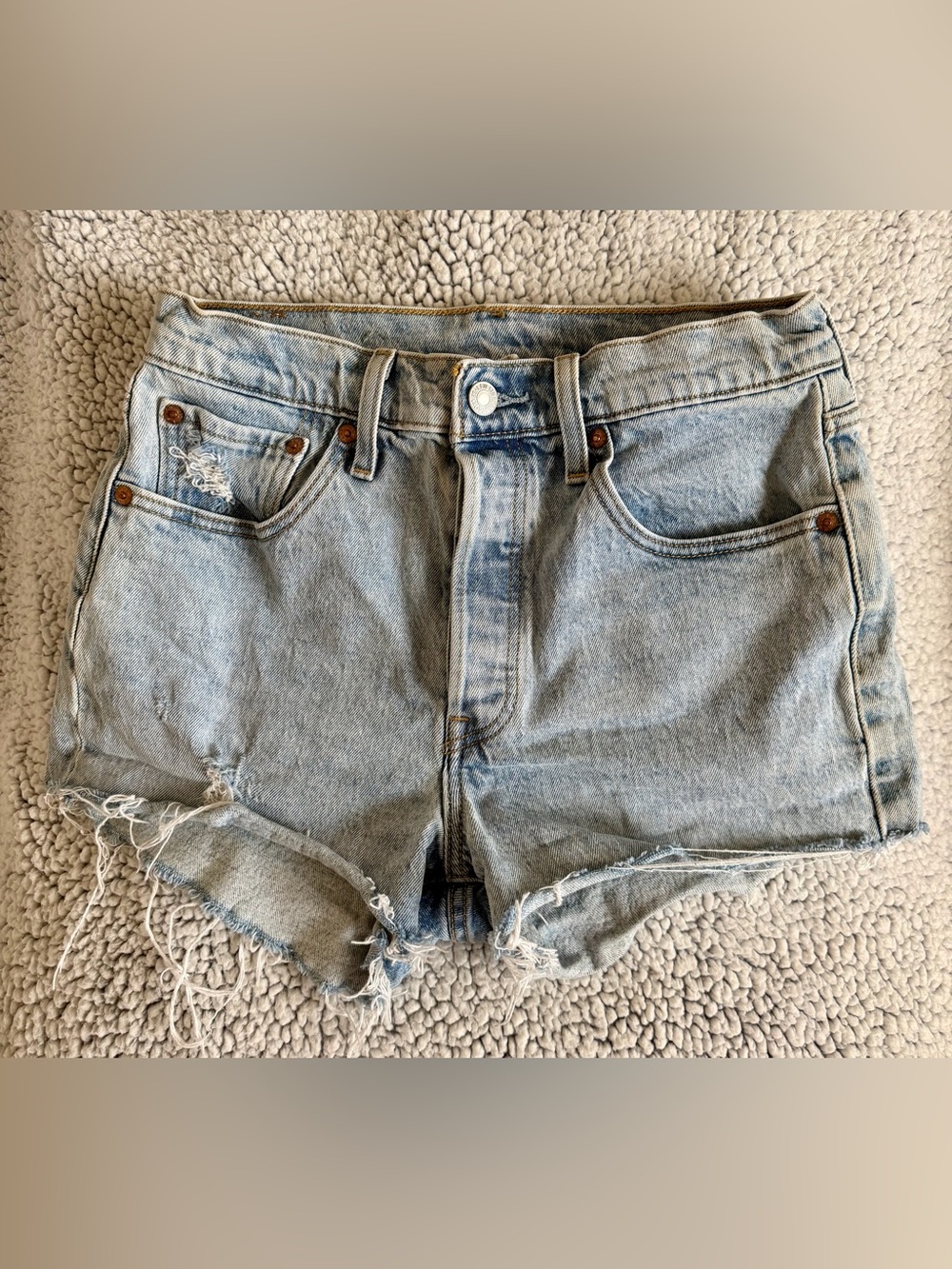 Levi Strauss - Light Wash Distressed Denim Cutoff Shorts